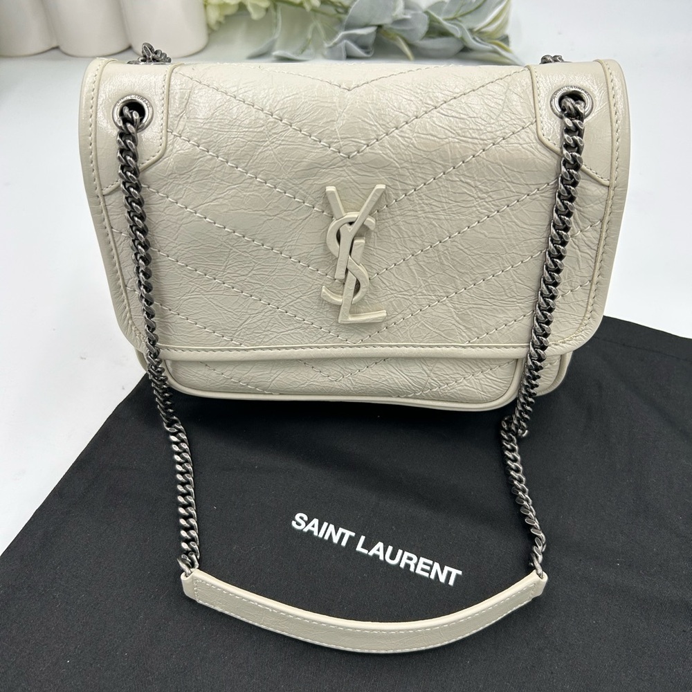 Women's Saint Laurent Ysl NIKI BABY shoulder bag in vintage crinkled  leather